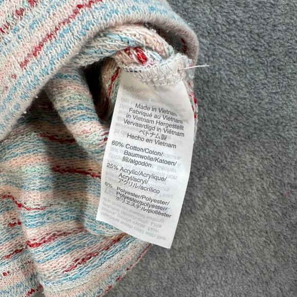 Madewell Striped Textured Short Puff Sleeve Knit Sweater Top Women's Medium Blue - Picture 5 of 6